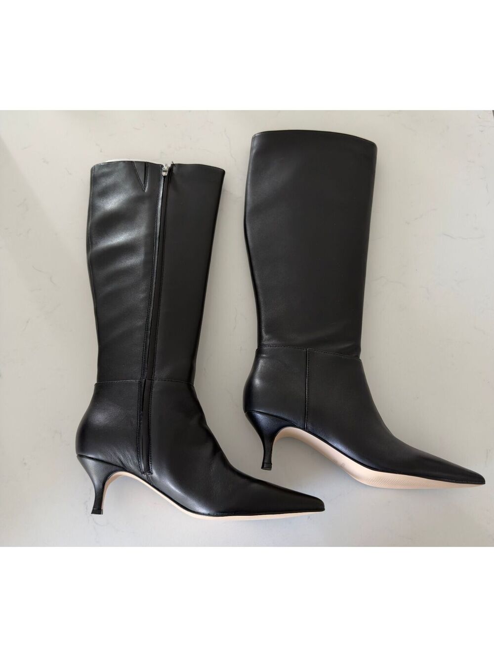 Nine West Black Leather Somas Knee High Boot Women Size 8.5